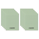 CONQUÉRANT Cahier conquérant polypro agrafé 17x22 cm 96P 90G grands carreaux vert tendre x 10