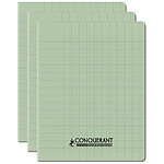 CONQUÉRANT Cahier conquérant polypro agrafé 17x22 cm 96P 90G grands carreaux vert tendre x 3