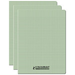 CONQUÉRANT Cahier conquérant polypro agrafé 24x32 cm 96P 90G grands carreaux vert tendre x 3