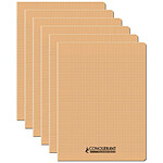 CONQUÉRANT Cahier conquérant polypro agrafé 24x32 cm 96P 90G grands carreaux abricot x 6