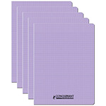 CONQUÉRANT Cahier conquérant polypro agrafé 24x32 cm 96P 90G grands carreaux lilas x 5