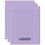 CONQUÉRANT Cahier conquérant polypro agrafé 17X22 cm 96P 90G grands carreaux lilas x 3