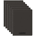 CONQUÉRANT Cahier conquérant polypro agrafé 24x32 cm 96P 90G grands carreaux noir x 6