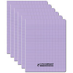 CONQUÉRANT Cahier conquérant polypro agrafé 17X22 cm 96P 90G grands carreaux lilas x 6