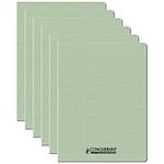 CONQUÉRANT Cahier conquérant polypro agrafé 24x32 cm 96P 90G grands carreaux vert tendre x 6