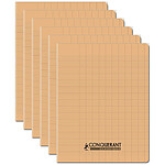 CONQUÉRANT Cahier conquérant polypro agrafé 17X22 cm 96P 90G grands carreaux abricot x 6