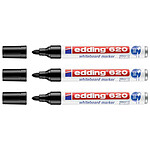 EDDING Marqueur pour Tableaux blancs 620 Noir Corps Alu Pointe Ronde 1,5-3 mm x 3