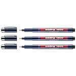 EDDING Feutre Fin de Précision 1800 Noir Pointe Fine (0.3) 0,35 mm x 3