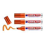 EDDING Marqueur Permanent 500 Corps Alu Orange Pointe Biseautée 2-7 mm x 3