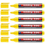 EDDING Marqueur Permanent 330 Jaune Pointe Biseautée 1-5 mm x 6 EDDING Marqueur Permanent 330 Jaune Pointe Biseautée 1-5 mm x 6