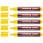 EDDING Marqueur Permanent 330 Jaune Pointe Biseautée 1-5 mm x 5 EDDING Marqueur Permanent 330 Jaune Pointe Biseautée 1-5 mm x 5