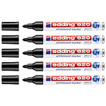 EDDING Marqueur pour Tableaux blancs 620 Noir Corps Alu Pointe Ronde 1,5-3 mm x 5