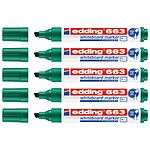 EDDING Marqueur pour Tableaux Blancs 663 Vert Pointe Biseautée 1-5 mm x 5 EDDING Marqueur pour Tableaux Blancs 663 Vert Pointe Biseautée 1-5 mm x 5