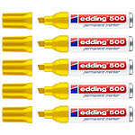 EDDING Marqueur Permanent 500 Corps Alu Jaune Pointe Large Biseautée 2-7 mm x 5