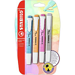 STABILO Blister 4 surligneurs STABILO swing cool Pastel - abricot + bleu + mauve + gris