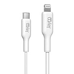Jaym Câble de Charge et Synchronisation de donnée USB-C / Lightning MFI PD 3.0 3A 2M Blanc