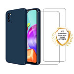 Evetane Coque Samsung Galaxy A41 Silicone liquide Bleue Marine + 2 Vitres en Verre trempé Protection écran Antichocs Evetane Coque Samsung Galaxy A41 Silicone liquide Bleue Marine + 2 Vitres en Verre trempé Protection écran Antichocs