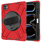 Avizar Coque pour iPad Pro 11 2024 Antichoc avec Poignée Support et Sangle Rouge