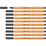STABILO Stylo-Feutre POINT 88 Pointe Fine 0,4 mm gris très foncé x 10