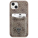 Guess Coque pour Apple iPhone 14 Plus PU 4G Porte-cartes Marron