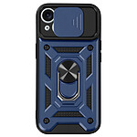 Mayaxess Coque pour iPhone 15 Bague Support Cache Caméra Coulissant Bleu nuit
