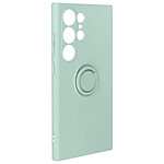 Avizar Coque pour Samsung Galaxy S24 Ultra Bague Support Silicone Flexible Vert pâle