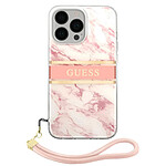 Guess Coque pour Apple iPhone 13 Pro Marble Strap Rose