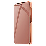 Avizar Étui pour Samsung Galaxy S24 Clapet Effet Miroir Support Stand Abricot