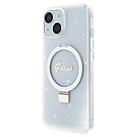 Guess Coque Magsafe pour Apple iPhone 15 TPU Ring Stand Transparent Guess Coque Magsafe pour Apple iPhone 15 TPU Ring Stand Transparent