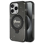 Guess Coque Magsafe pour Apple iPhone 15 Pro Max TPU Ring Stand Noir