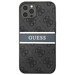 Guess Coque pour Apple iPhone 13 Pro PU 4G Stripe Gris