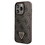 Guess Coque pour Apple iPhone 15 Pro Triangle Strass 4G Marron