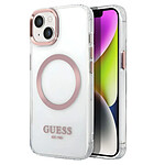 Guess Coque Magsafe pour Apple iPhone 14 TPU Gold Outline Transparent