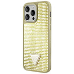Guess Coque pour Apple iPhone 15 Pro Max Triangle Diamond Dorée