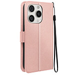 Mayaxess Étui pour iPhone 15 Pro Portefeuille Fonction Support avec Dragonne Rose champagne