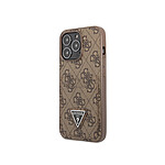 Guess Coque pour Apple iPhone 14 Pro PU 4G Porte-cartes Marron