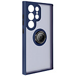 Avizar Coque pour Samsung Galaxy S24 Ultra Bague Métallique Fonction Support Bleu nuit