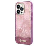 Guess Coque pour Apple iPhone 14 Pro Max TPU Jungle Rose