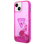 Guess Coque pour Apple iPhone 14 Glitter Palm à paillettes Rose