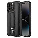 Karl Lagerfeld Coque pour Apple iPhone 14 Pro PU Puffy Ikonik Pins Noir