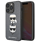 Karl Lagerfeld Coque pour Apple iPhone 13 Pro Saffiano Karl & Choupette Gris