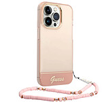 Guess Coque pour Apple iPhone 14 Pro Colors avec lanière perlée Rose Guess Coque pour Apple iPhone 14 Pro Colors avec lanière perlée Rose