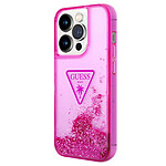 Guess Coque pour Apple iPhone 14 Pro Glitter Palm à paillettes Rose Guess Coque pour Apple iPhone 14 Pro Glitter Palm à paillettes Rose