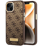 Guess Coque Magsafe pour Apple iPhone 14 PU 4G Metal Plate Marron