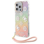 Guess Coque pour Apple iPhone 15 Plus TPU Peony avec dragonne Multicolore