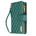 Avizar Étui pour Samsung S24 et S25 Portefeuille Dragonne Design Matelassé Bleu canard