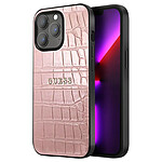 Guess Coque pour Apple iPhone 13 Pro PU Croco Rose