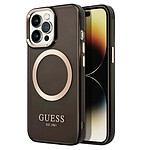 Guess Coque Magsafe pour Apple iPhone 14 Pro Max TPU Gold Outline Noir