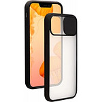 BigBen Connected Coque pour iPhone 12 mini avec Cache Coulissant pour Caméra Noir transparent