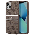 Guess Coque pour Apple iPhone 13 Mini PU 4G Stripe Marron